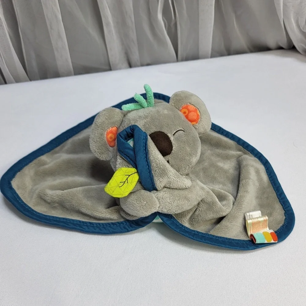 Koala Stuffed Plush Lovey Blankie Grey Aqua Blue Cuddly Bear Blanket
